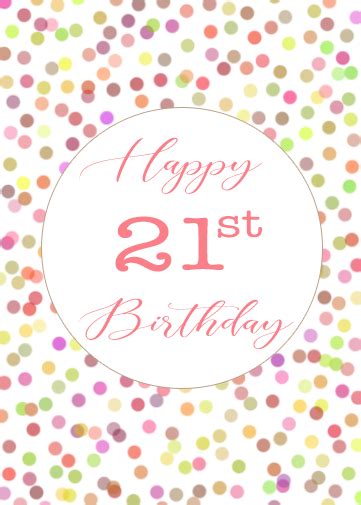 21st Birthday Ecard Colour Dots Crazecards