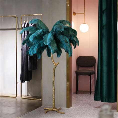 Wjqq led feather floor lamp, nordic simple ostrich feather floor lights, tall pole standing lamp for living room, bedroom, kids room, office, readinggreen 3.0 out of 5 stars 2 £149.43 £ 149. Ostrich Feather Floor Lamp Wedding Road Led Standing Decorations Gold Copper Bedroom Decors ...