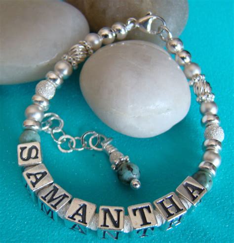All Silver Traditional Birthstone Gemstone Name Bracelet