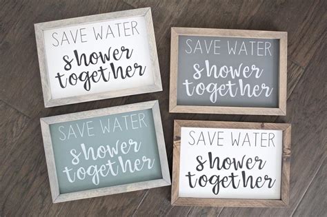Bathroom Sign Save Water Shower Together Funny Bathroom Etsy