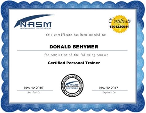 Nasm Certificate