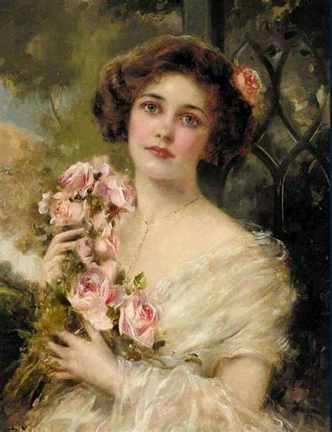 Lady With Roses Vintage Artwork Victorian Paintings Vintage Art