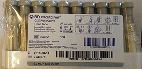 BD Vacutainer Plus C S Preservative Urinalysis Tube Round Bottom Boric Acid Sodium Formate