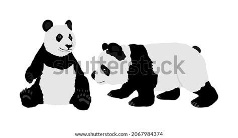 Panda Couple Vector Illustration Isolated On Stock Vector Royalty Free