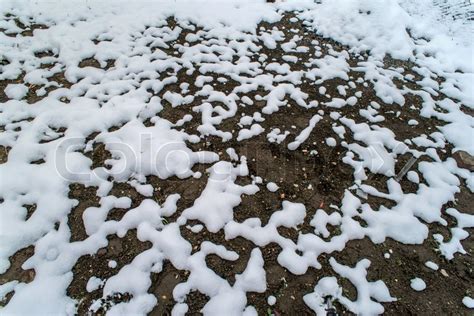Melting Snow Is Showing Land Spring Stock Photo Colourbox