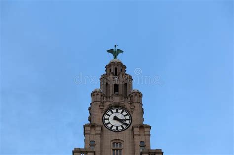 Clock Tower Of Royal Liver Building Liverpool Uk Stock Photo Image