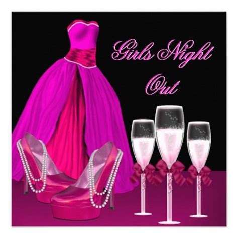 Girls Night Out Pink Shoes Hi Heels Champagne Invitation Girls Night Out Night