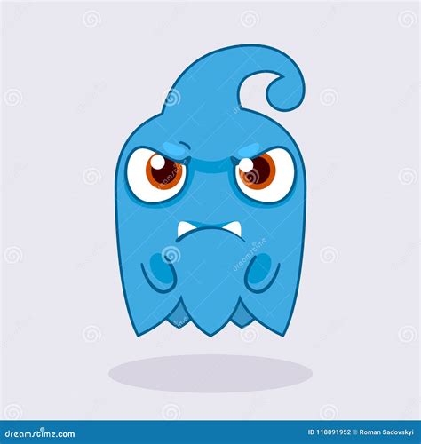 Cute Monster Grumpy Monster Emotion Cute Ghost Illustration Stock