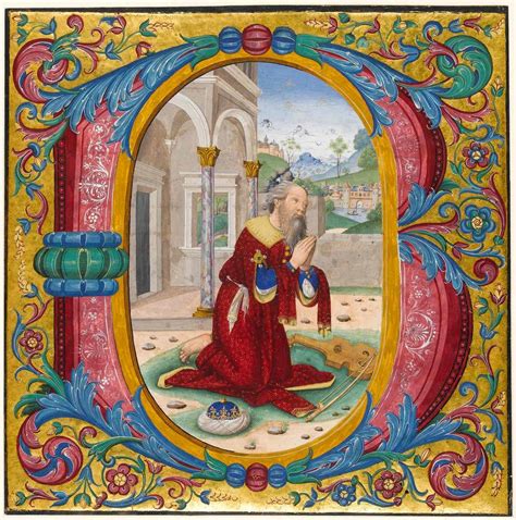 Historiated Initial From A Choir Book King David Kneels In Prayer C 1490 1500 Rome And