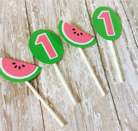 Watermelon Cupcake Toppers Watermelon Party Watermelon Etsy