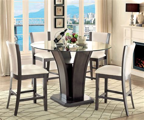 Sofa bar & 4 stools. Manhattan III Gray Round Counter Height Dining Room Set ...