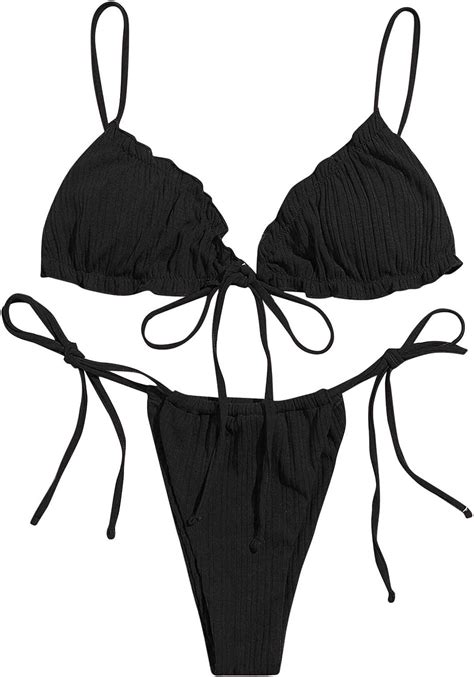 Amazon Com Sikye Home Women S Triangle Top And Tie Side Bikini Set Two