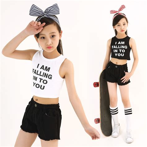 2 Piece Set Girls Summer Clothes White Black Cotton Crop Top And Shorts