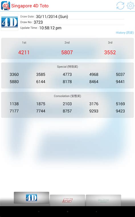 In addition to checking the latest results, you can view past 4d result and take advantage of it for numbers of. Singapore Pools Toto 4D Result - Android Apps on Google Play