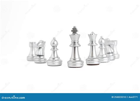 Chess Game Silver Isolated On White Background Stock Photo Image Of