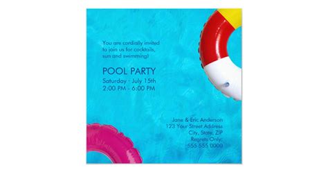 Summer Swimming Pool Party Invitation