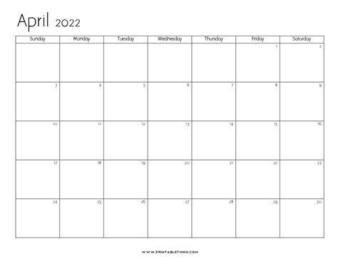 Print A Calendar April 2022 Month Calendar Printable
