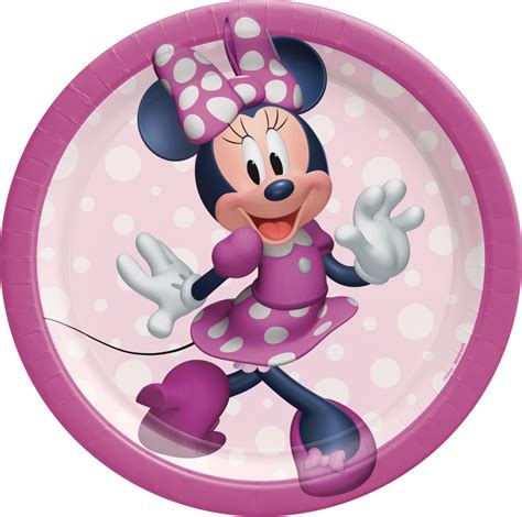 Disney Minnie Mouse Round Paper Disposable Dessert Plates Pink 7 In