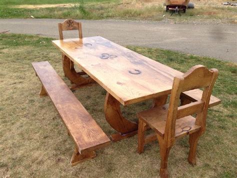 The joints are assembled using a technique called drawboarding, where pins are hammered though offset holes to pull the joints tight together. Western Dining Set with Texas Star Brand by FQRTA on Etsy ...