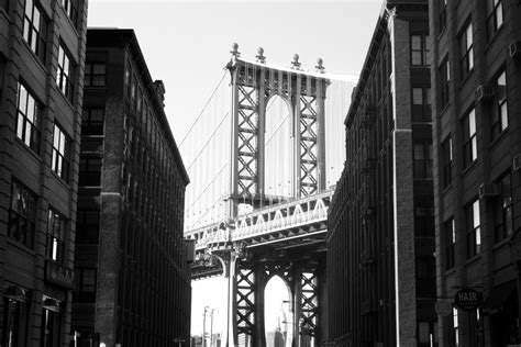 Grayscale Photo Suspension Bridge New York City Brooklyn Manhattan