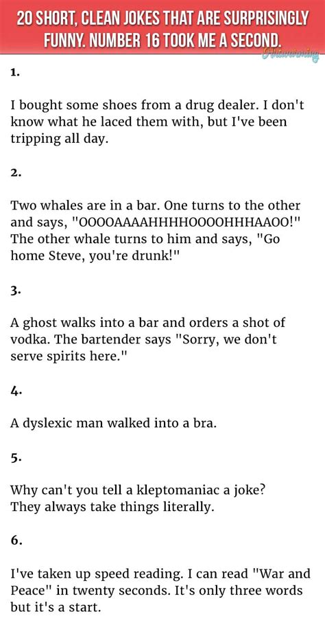 Short jokes anyone can remember 20 Short, Clean Jokes That Are Surprisingly Hilarious