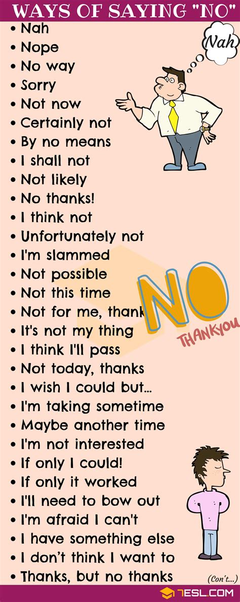 Great Ways To Say No To People In English ESL Learn English Vocabulary English