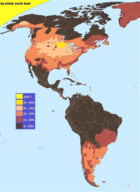 Blonde Hair Frequency In The Americas Infographic Map Map Blonde