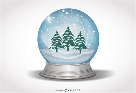 Snow Globe With Xmas Trees And Snowy Landscape Vector Download