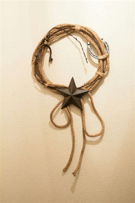 Lariat Rope Country Decor Rustic Barbed Wire Art Cowboy Wall Art