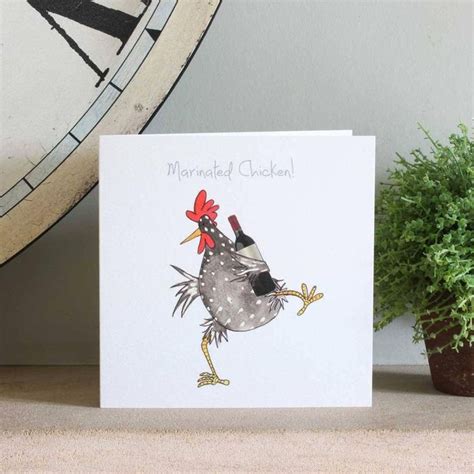 Chicken Card Marinated Chicken Greeting Card Funny Chicken Etsy