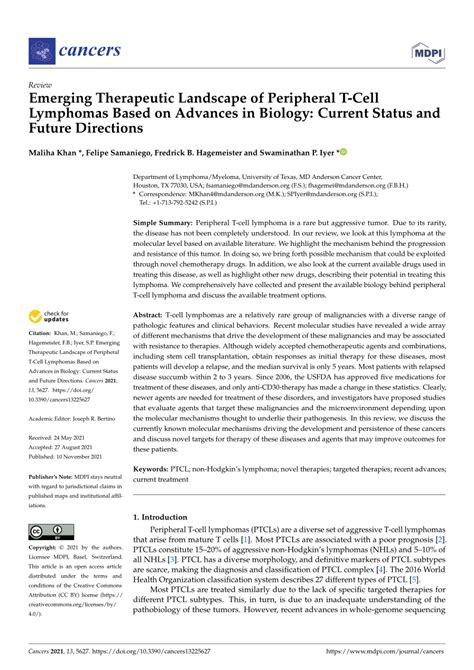 Pdf Emerging Therapeutic Landscape Of Peripheral T Cell Lymphomas