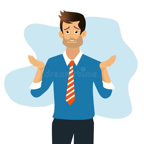 the emotionally man spread his hands asking what happened or why stock vector illustration