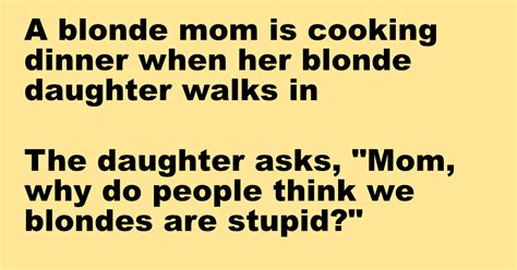 a blonde mom is cooking dinner when her blonde daughter walks in