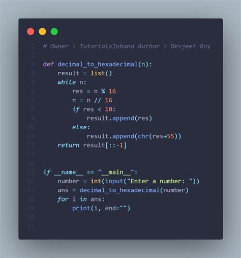 Python Program To Convert Decimal To Hexadecimal Using While Loop