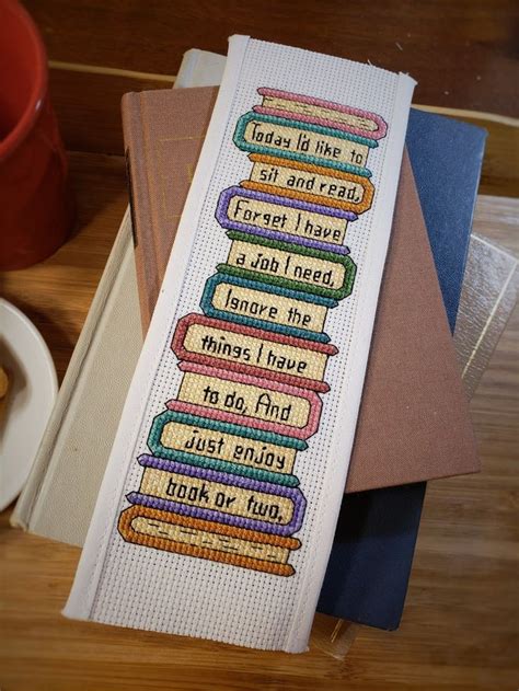 Cross Stitch Bookmark Pattern Id Like To Read Book Stack Of Books