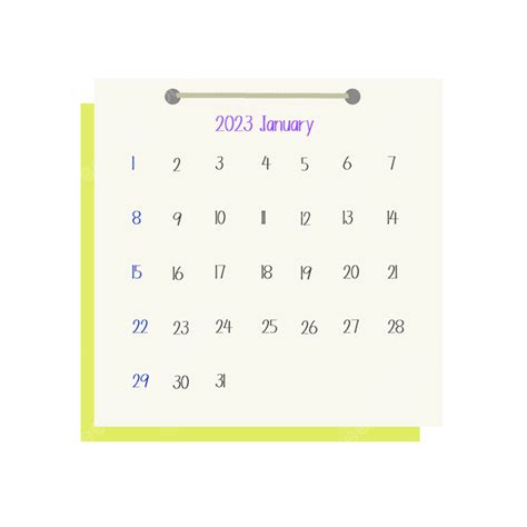 January 2023 S Dekstop Calendar Calendar 2023 January Png