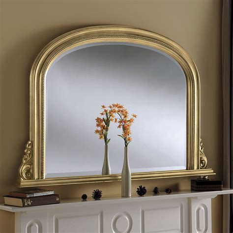 Kate & laurel all things decor. YG314 Gold decoratived beaded overmantle mirror firelace ...