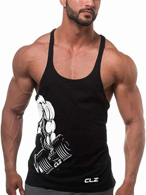 Amazon Com Yeehoo Men S Gym Stringer Tank Tops Y Back Workout Muscle