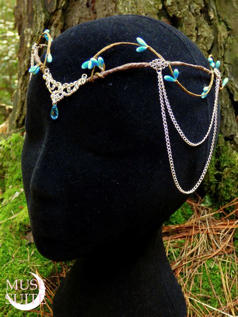 Elven Tiara Elf Hairdress Baroque Tiara Queen Fancy Blue In 2021