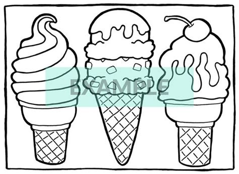 Printable Ice Cream Coloring Page Cute Kawaii Food | Etsy