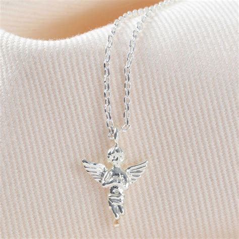 Guardian Angel Pendant Necklace In Silver By Lisa Angel