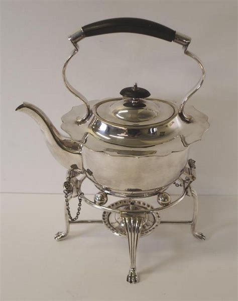 Sheffield Silver Plate Kettle On Stand Complete With Silver Tea