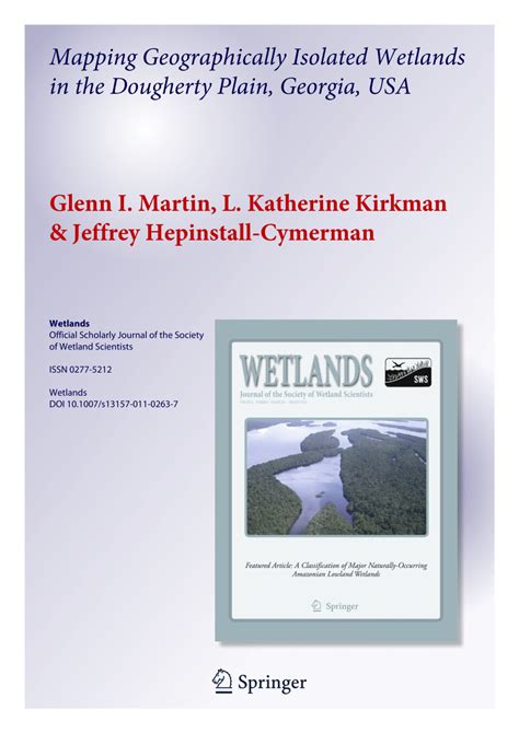 Pdf Mapping Geographically Isolated Wetlands In The Dougherty Plain