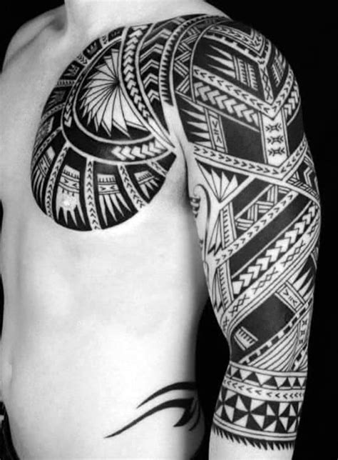 50 Polynesian Chest Tattoo Designs For Men Tribal Ideas