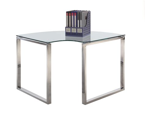 Chintaly Imports 6931 Corner Computer Desk Clear Glassstainless