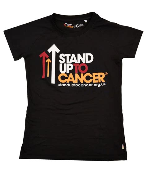 Stand Up To Cancer Womens Full Logo Black T Shirt Cancer Research Uk