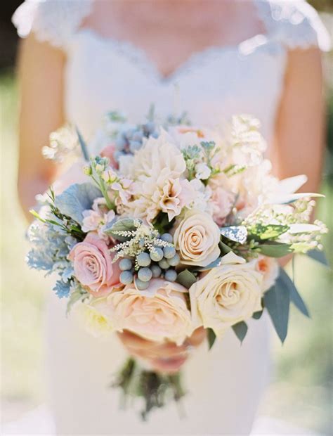 Romantic Blush Sundance Resort Wedding Blue Wedding Bouquet Blue