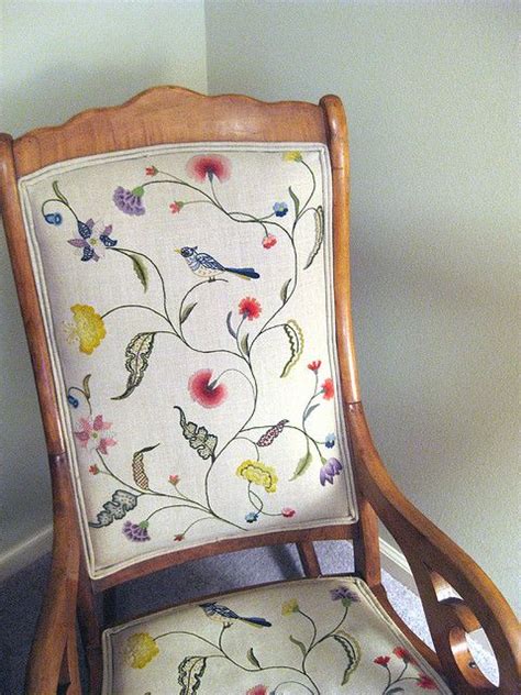 Embroidered Chair Jacobean Embroidery Crewel Embroidery Vintage