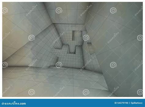 Futuristic Labyrinth Shaded Vector Interior Illustration Stock Vector