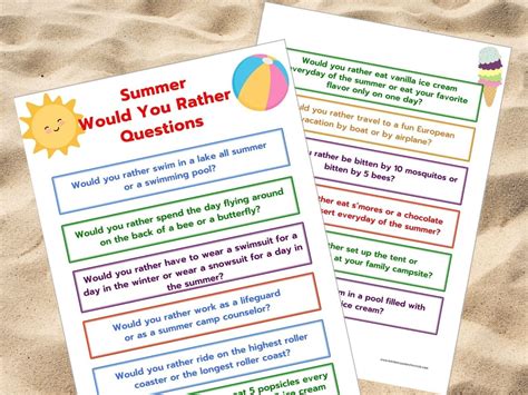 Summer Would You Rather Questions For Kids